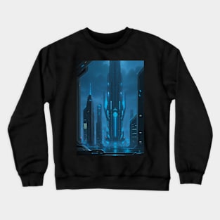 Cyber Building in a Future City Crewneck Sweatshirt